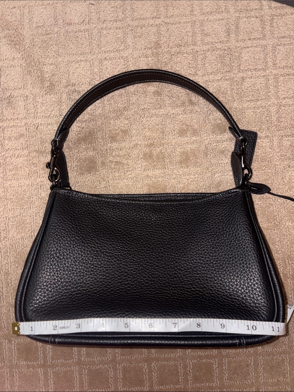 Coach Cary Black Pebbled Leather Shoulder Bag with gun metal hardware - Picture 3 of 11
